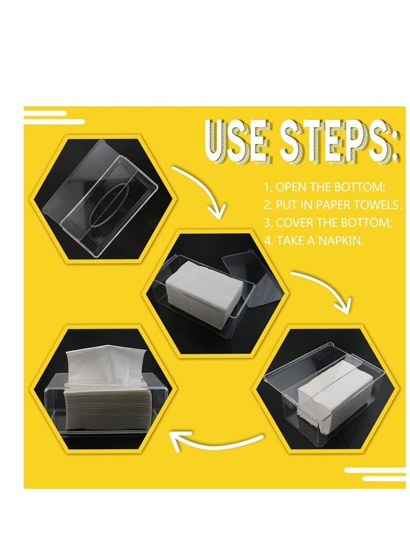 SYOSI حامل صندوق المناديل مع غطاء مستطيل، صندوق موزع المناديل الورقية لسطح المكتب، حاوية مناديل بلاستيكية شفافة، منظم المناديل للحمام، المطبخ، المنزل، مستطيل - Image 5