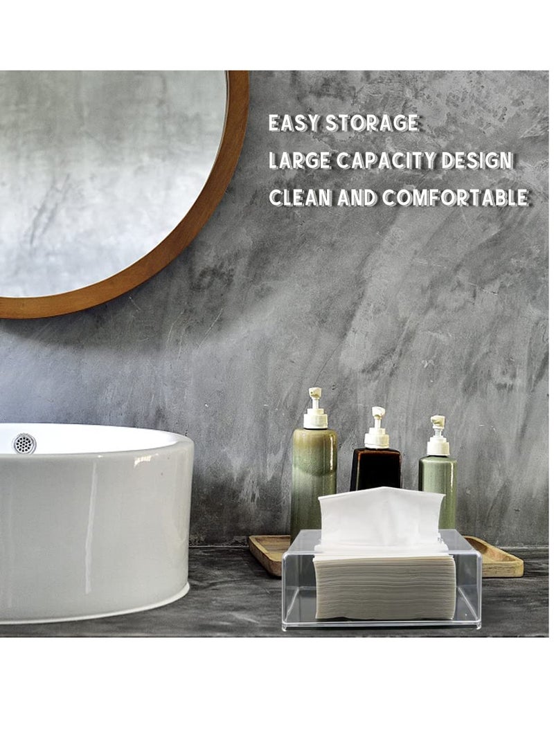 SYOSI حامل صندوق المناديل مع غطاء مستطيل، صندوق موزع المناديل الورقية لسطح المكتب، حاوية مناديل بلاستيكية شفافة، منظم المناديل للحمام، المطبخ، المنزل، مستطيل - Image 2