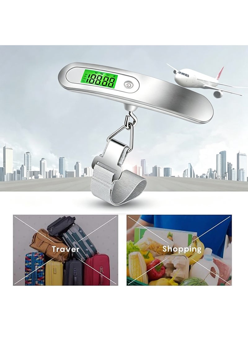 Digital Luggage Scale, Portable Hanging Handheld Baggage Scale with Backlit LCD Display, Tare & Hold Function, Stainless Steel Travel Weight Scale with Nylon Strap for Travel, Shopping, Outdoor - Image 3