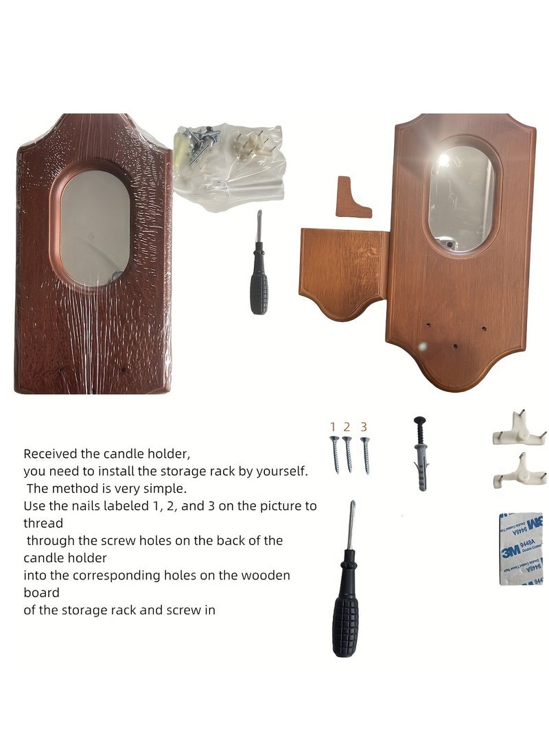 ديكور جداري من الخشب الصلب الكلاسيكي مع حامل شموع معطرة – لتزيين غرفة المعيشة، وغرفة النوم، والمقهى (الشموع وزيوت العلاج بالعطور غير متضمنة) - Image 4