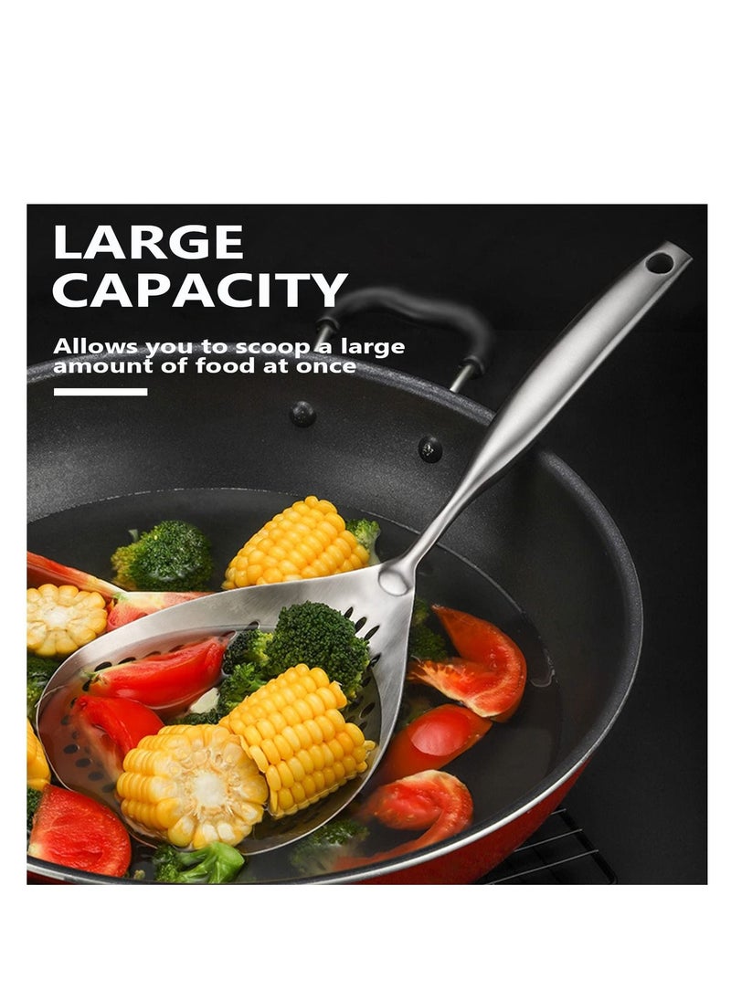 SYOSI Skimmer Slotted Spoon 304 Stainless Steel Ladle Strainer for Cooking and Frying Pasta Kitchen Colander  - Image 2