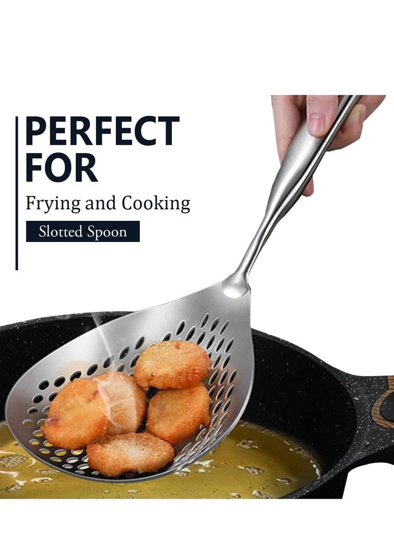 SYOSI Skimmer Slotted Spoon 304 Stainless Steel Ladle Strainer for Cooking and Frying Pasta Kitchen Colander  - Image 3