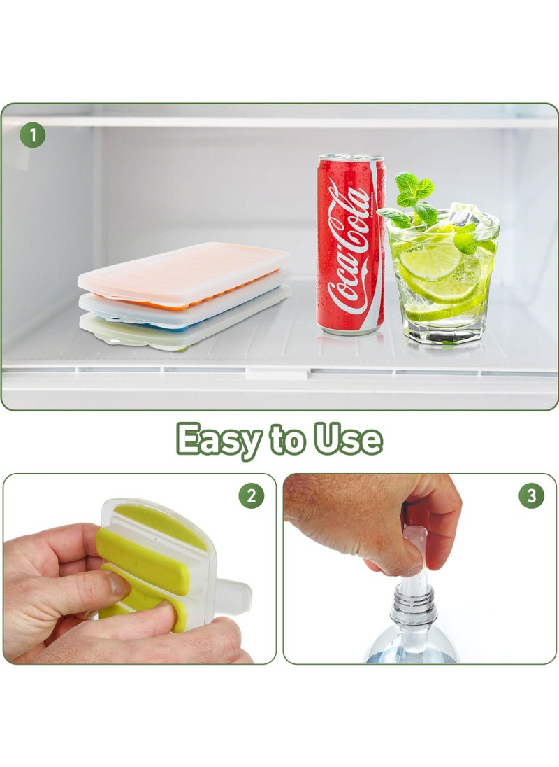 sokany - 3 PCS Silicone Narrow Ice Stick Cube Trays, Ice Stick Cube Trays with Easy Push and Pop Out Material, Ideal for Sports and Water Bottles, Ice Stick Cube Trays With Covers (Blue/Orange/Green) - Image 1