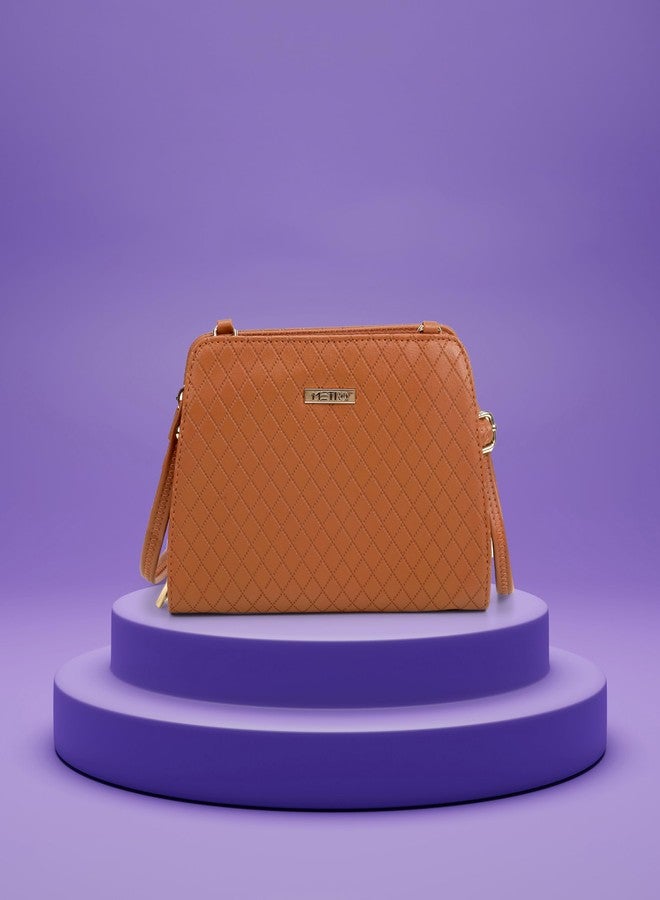 Metro Women's Tan Faux Leather Satchel Bag(95-115) - Image 3