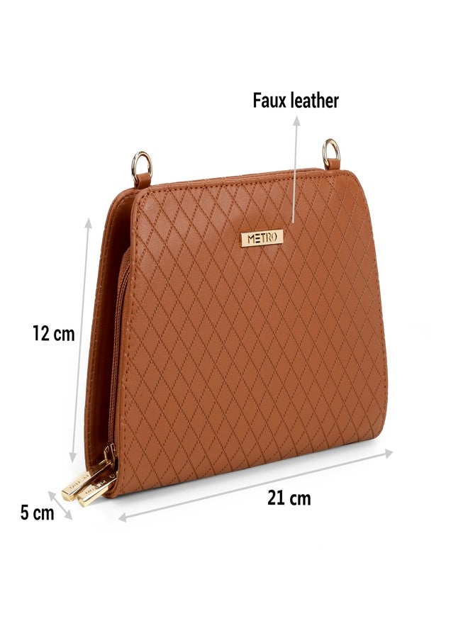 Metro Women's Tan Faux Leather Satchel Bag(95-115) - Image 4