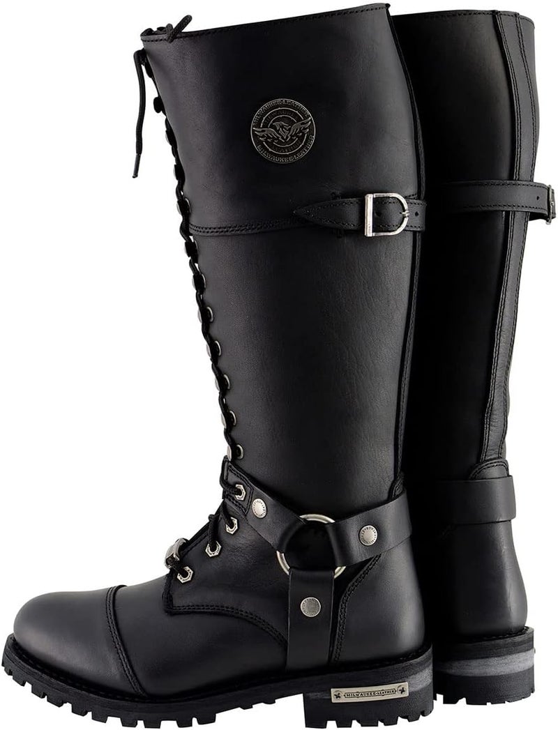 Milwaukee Leather MBL9390 Women's Black 16-inch Lace-Up Front Cap Toe Riding Boots - Size 10 - Image 5