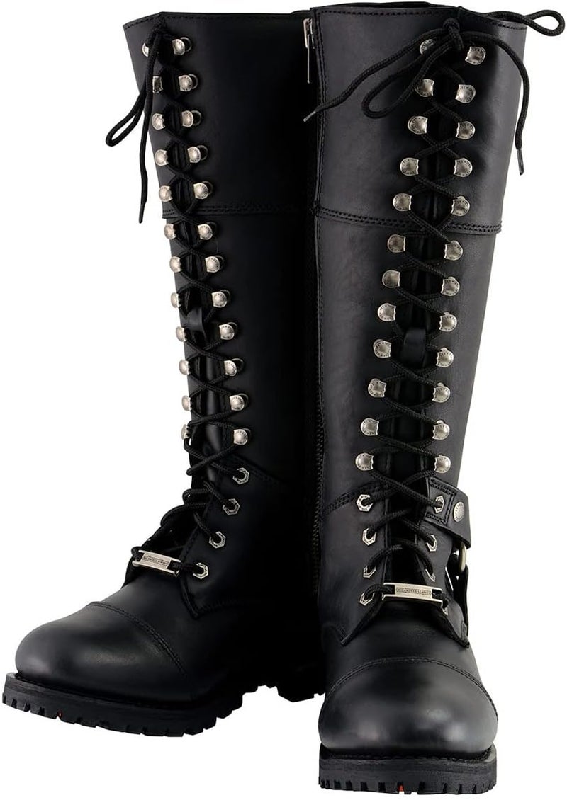 Milwaukee Leather MBL9390 Women's Black 16-inch Lace-Up Front Cap Toe Riding Boots - Size 10 - Image 4