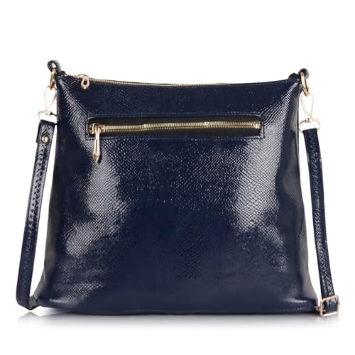 DANIEL CLARK Stylish Multi-Pocket Zip Closure Faux Leather Ladies Shoulder Bag with Adjustable Strap and Dual Zipper Design Handbag for Women (Blue) - Image 3