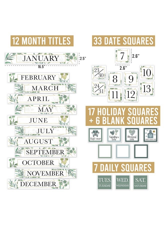 Hadley Designs Greenery Classroom Calendar Set Bulletin Board Sets For Teachers School Calendar For Classroom Classroom Calendar Bulletin Board Set For Classroom Decoration - Image 3
