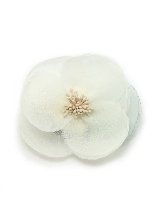 Meilliwish Elegant Silk Cloth Beautiful Flower Hair Claw Clip Hair Pin For Women (A93)(White)  - Image 2