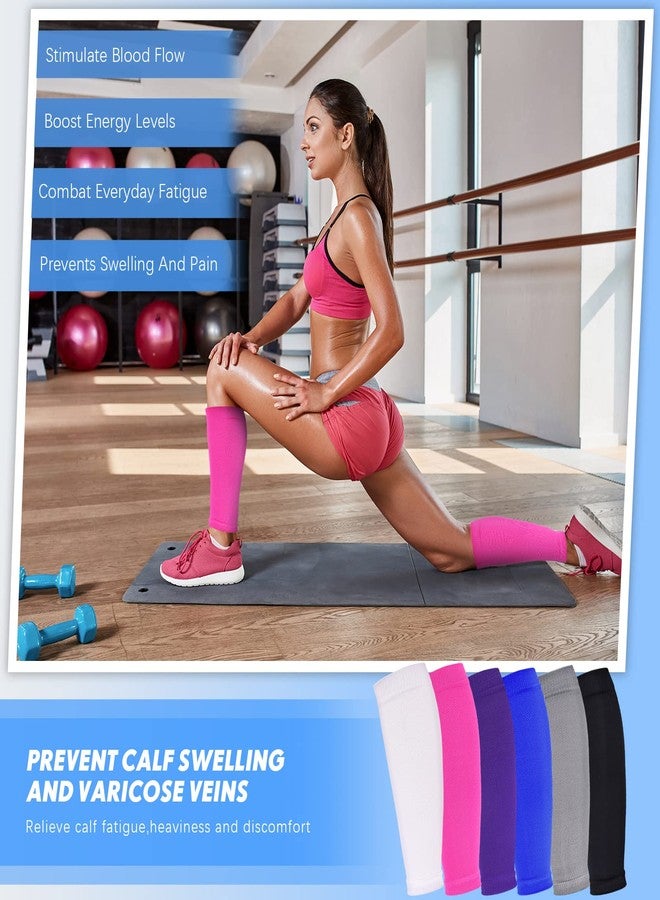 Geyoga 6 Pairs Calf Compression Sleeve for Men Women Football Leg Sleeve Elastic Calf Support Sock for Sports Cycling Running Basketball(Medium) - Image 5