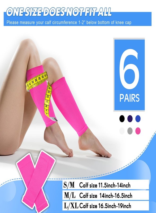 Geyoga 6 Pairs Calf Compression Sleeve for Men Women Football Leg Sleeve Elastic Calf Support Sock for Sports Cycling Running Basketball(Medium) - Image 2