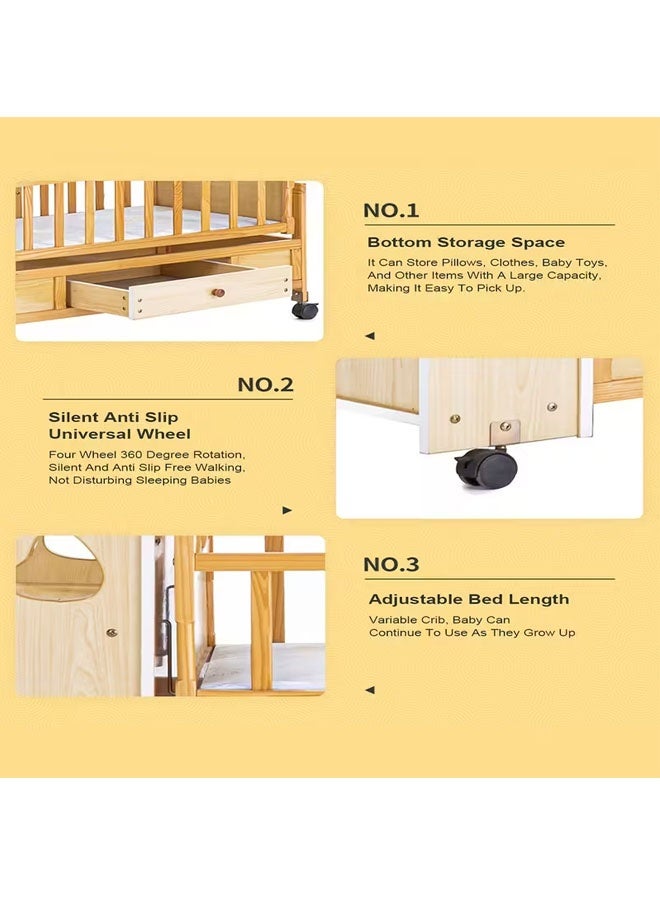 بيوينتي سرير هزاز متعدد الوظائف للأطفال الرضع قابل للتعديل مع درج - Image 3