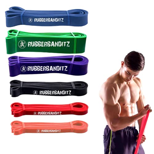 Rubberbanditz Combo Pull Up Assist Bands | Heavy Duty Resistance Exercise Bands for Powerlifting, Mobility, and Stretching | Resistance Bands for Working Out | Combo Pack of 6 - Image 1
