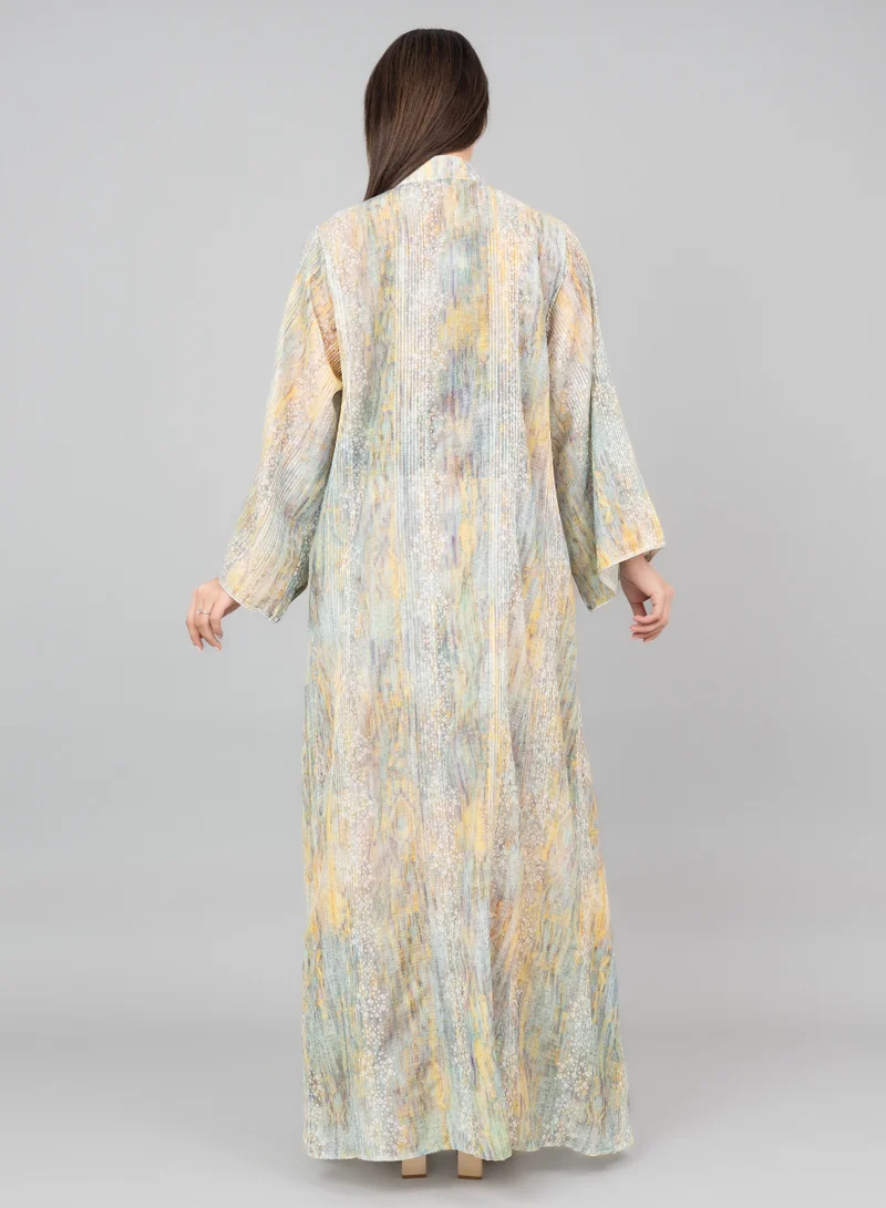 IKKXA Petal Grace Embroidered Jalabiya IK3004 Yellow