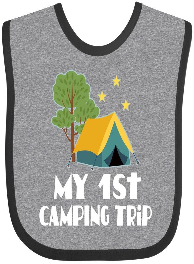 inktastic My 1st Camping Trip Baby Bib Heather and Black 364e5 - Image 1