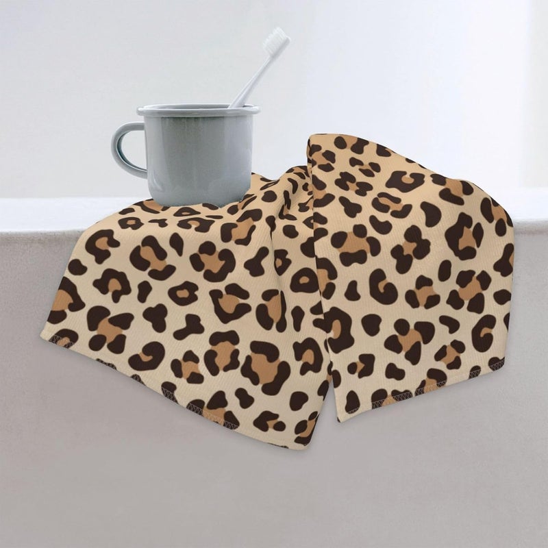 Perinsto Leopard Print Hand Towel Animal Skin Decorative Fingertip Towels Multipurpose for Bathroom Kitchen Gym and Spa, 27.5" X 15.7" - Image 3