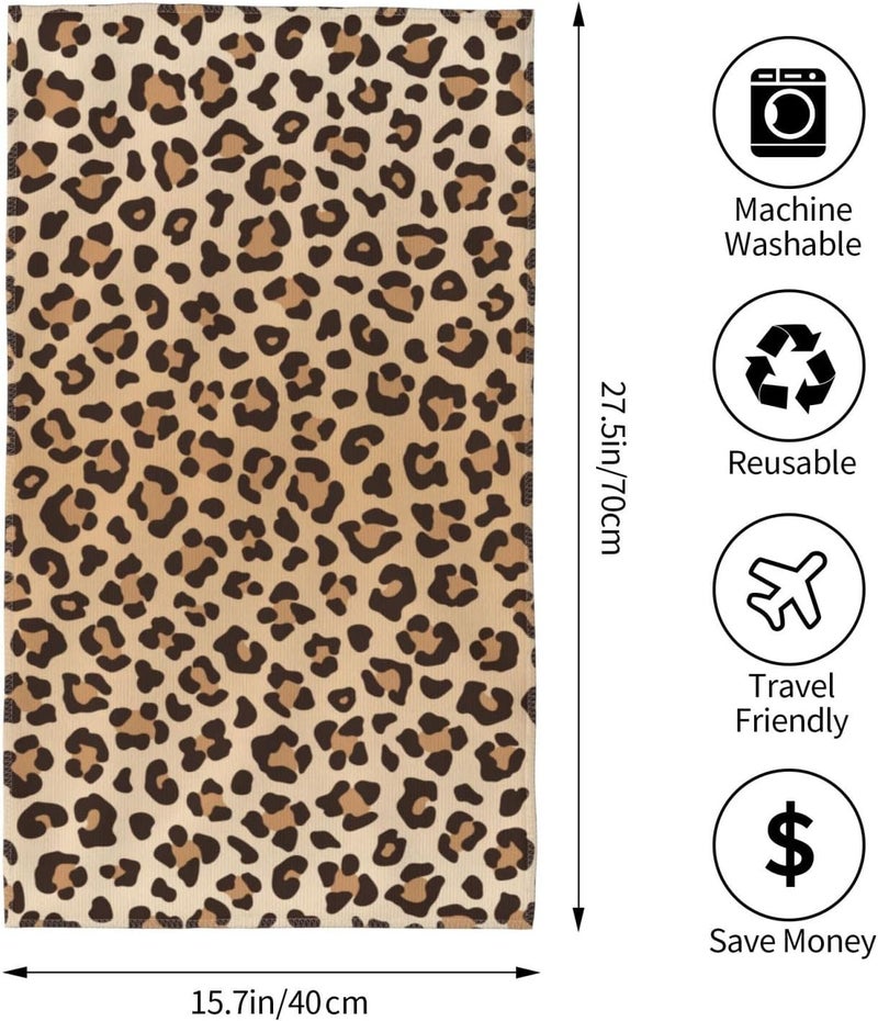 Perinsto Leopard Print Hand Towel Animal Skin Decorative Fingertip Towels Multipurpose for Bathroom Kitchen Gym and Spa, 27.5" X 15.7" - Image 4