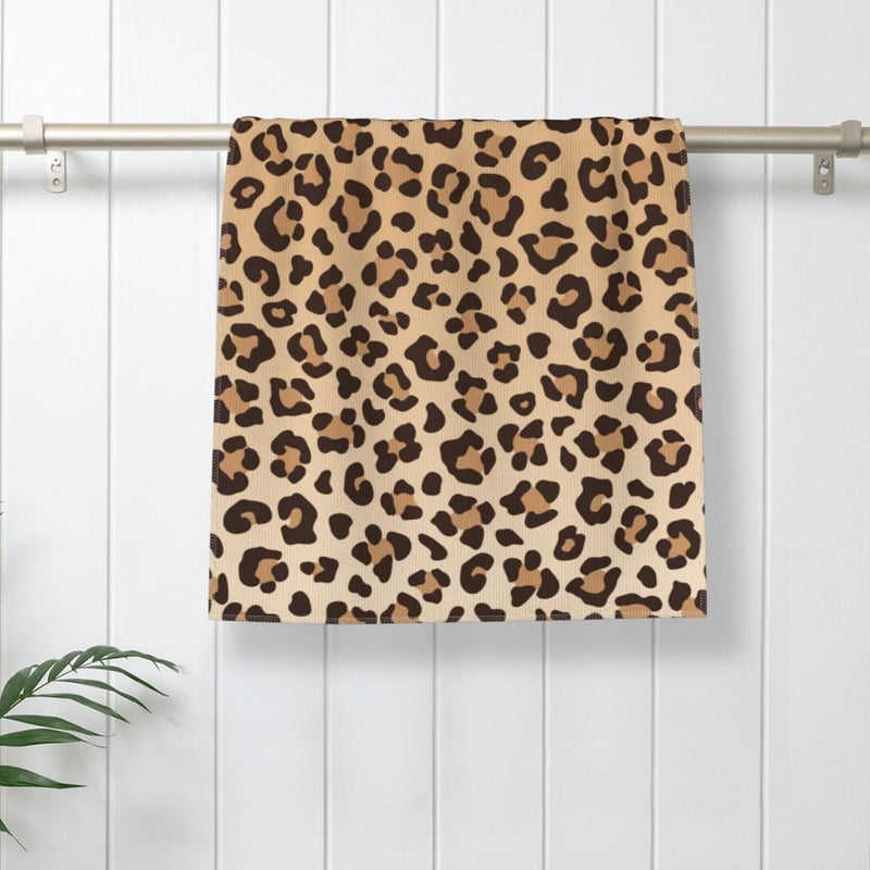 Perinsto Leopard Print Hand Towel Animal Skin Decorative Fingertip Towels Multipurpose for Bathroom Kitchen Gym and Spa, 27.5" X 15.7" - Image 2