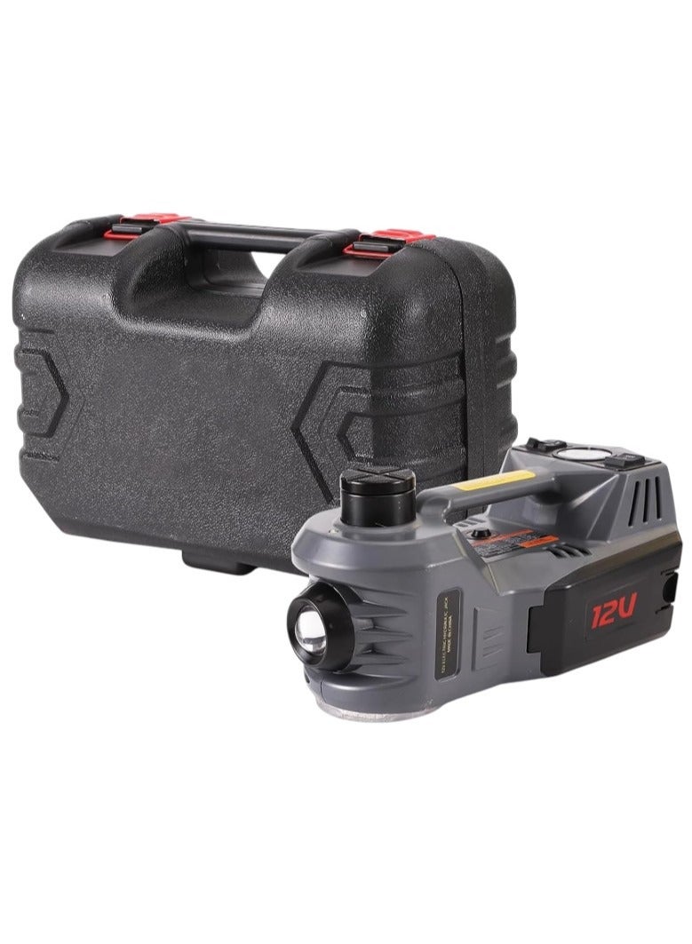 ال سي رافعة سيارة هيدروليكية كهربائية، سعة 5 أطنان، 12 فولت، مزودة بمضخة نفخ إطارات مدمجة، وإضاءة LED، ومصدر طاقة ثنائي الاتجاه، ومطرقة أمان لإصلاح إطارات السيارة. - Image 1