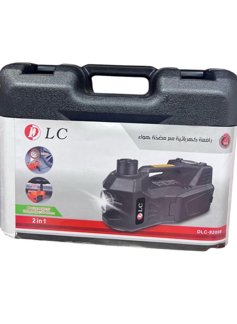 ال سي رافعة سيارة هيدروليكية كهربائية، سعة 5 أطنان، 12 فولت، مزودة بمضخة نفخ إطارات مدمجة، وإضاءة LED، ومصدر طاقة ثنائي الاتجاه، ومطرقة أمان لإصلاح إطارات السيارة. - Image 3