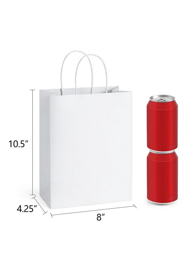 BagDream 25Pcs White Gift Bags 8x4.25x10.5 Kraft Paper for Gifts, Shopping Retail Merchandise Grocery Sacks, White Paper Bags with Handles Bulk Medium - Image 2