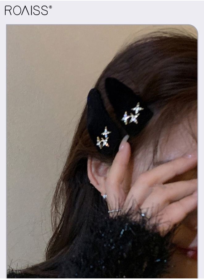 3Pcs Hair Accessories for Women, Black Velvet Headband and Two Black Flocked Drop Shaped Hair Clips Set Decorated with Rhinestone Star Pattern - pzsku/Z8F057B005A68A75B8BA0Z/45/_/1692709957/ee197344-325a-48d6-ae77-4be449837cdf