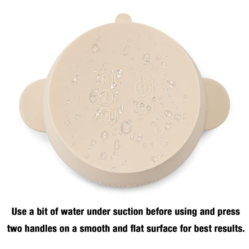 PandaEar 3 Pack Baby Bowls with Suction| Leak-Proof Stay Put Silicone Food Bowl with Lids for Babies Kids Toddlers Infants| Food Grade Soft Safe BPA-Free Silicone (Linen Brown Tan) - Image 5