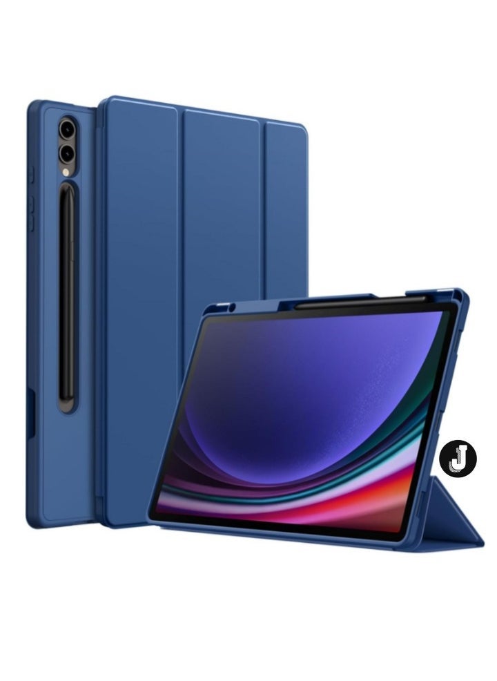 JAJEEK "2024 Case for Samsung Galaxy Tab S10 Plus / Tab S9 Plus 12.4-Inch – Soft TPU Tri-Fold Stand Protective Cover with S Pen Holder, S Pen Charging Support, Auto Wake/Sleep (Navy)" - Image 1