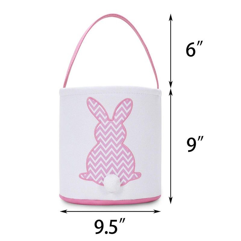 MONOBLANKS Easter Bunny Basket Bags, Rabbit Bucket Tote for Easter Egg Hunts Decorations Candy Gifts Storage (Pink(wave)) - Image 5