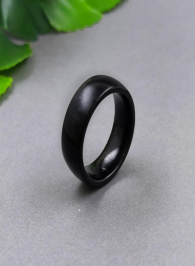 saiizen Fully Matt Black Color Stainless Steel Band Ring For Men and Boys - Image 3