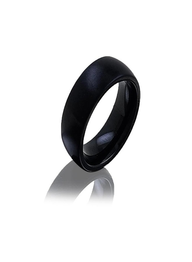 saiizen Fully Matt Black Color Stainless Steel Band Ring For Men and Boys - Image 1