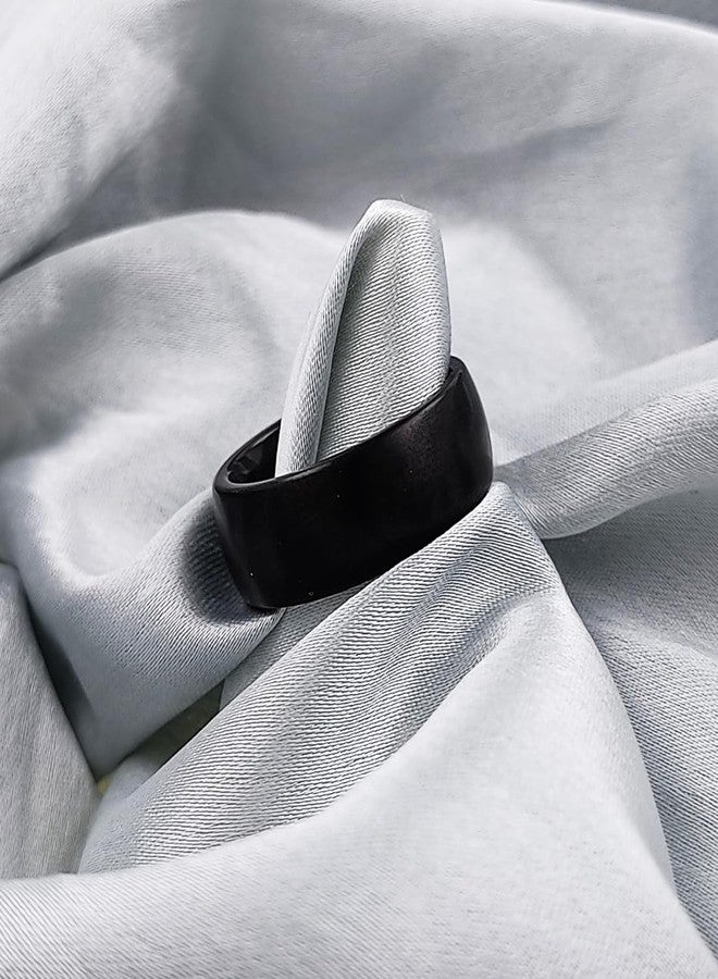 saiizen Fully Matt Black Color Stainless Steel Band Ring For Men and Boys - Image 2