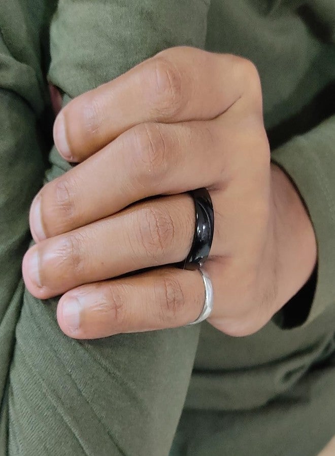 saiizen Fully Matt Black Color Stainless Steel Band Ring For Men and Boys - Image 4