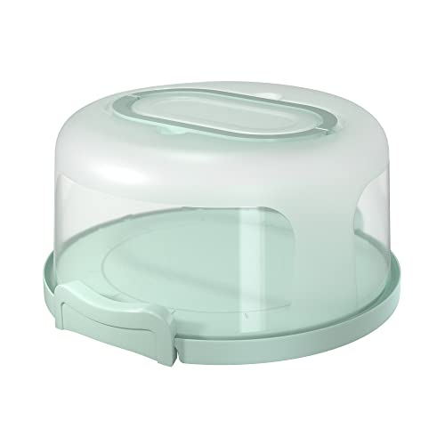 Top Shelf Elements Round Cake Carrier Two Sided Cake Holder Serves as Five Section Serving Tray, Portable Fits 10 inch Cake, Box Comes With Handle, Container Holds Pies (Green) - Image 1