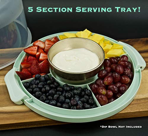 Top Shelf Elements Round Cake Carrier Two Sided Cake Holder Serves as Five Section Serving Tray, Portable Fits 10 inch Cake, Box Comes With Handle, Container Holds Pies (Green) - Image 5