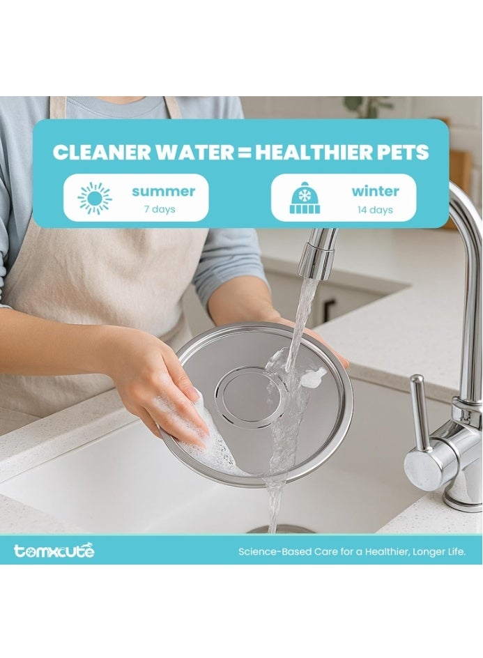 3L Cat Fountain Ultra Silent Pet Water Dispenser - Indoor Fountain for Cats - Silent Pump and Faucet Design - Suitable for Cats and Dogs,Silver - Image 5