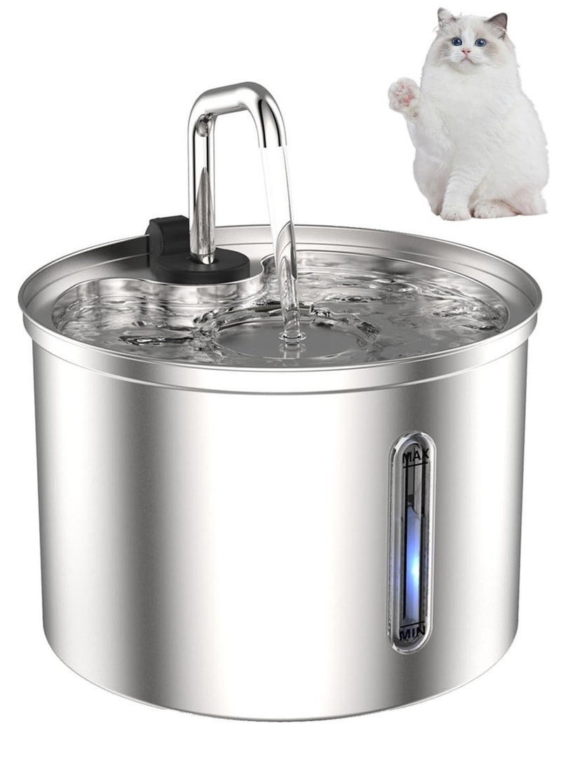 3L Cat Fountain Ultra Silent Pet Water Dispenser - Indoor Fountain for Cats - Silent Pump and Faucet Design - Suitable for Cats and Dogs,Silver - Image 1