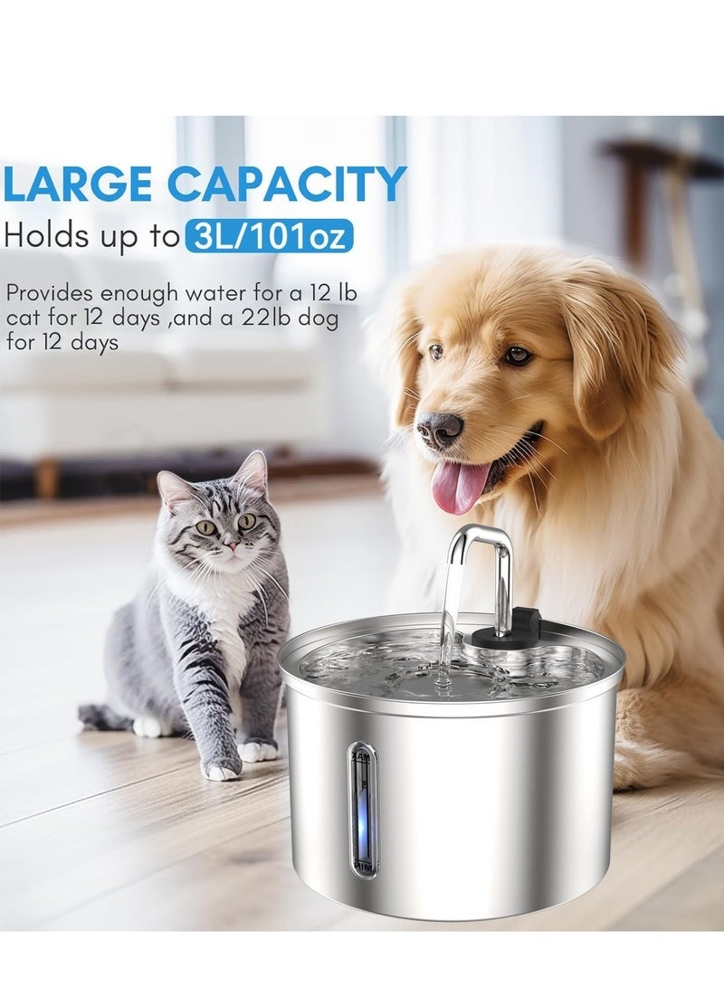 3L Cat Fountain Ultra Silent Pet Water Dispenser - Indoor Fountain for Cats - Silent Pump and Faucet Design - Suitable for Cats and Dogs,Silver - Image 2