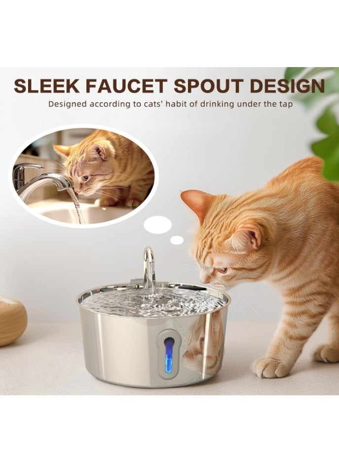 3L Cat Fountain Ultra Silent Pet Water Dispenser - Indoor Fountain for Cats - Silent Pump and Faucet Design - Suitable for Cats and Dogs,Silver - Image 4