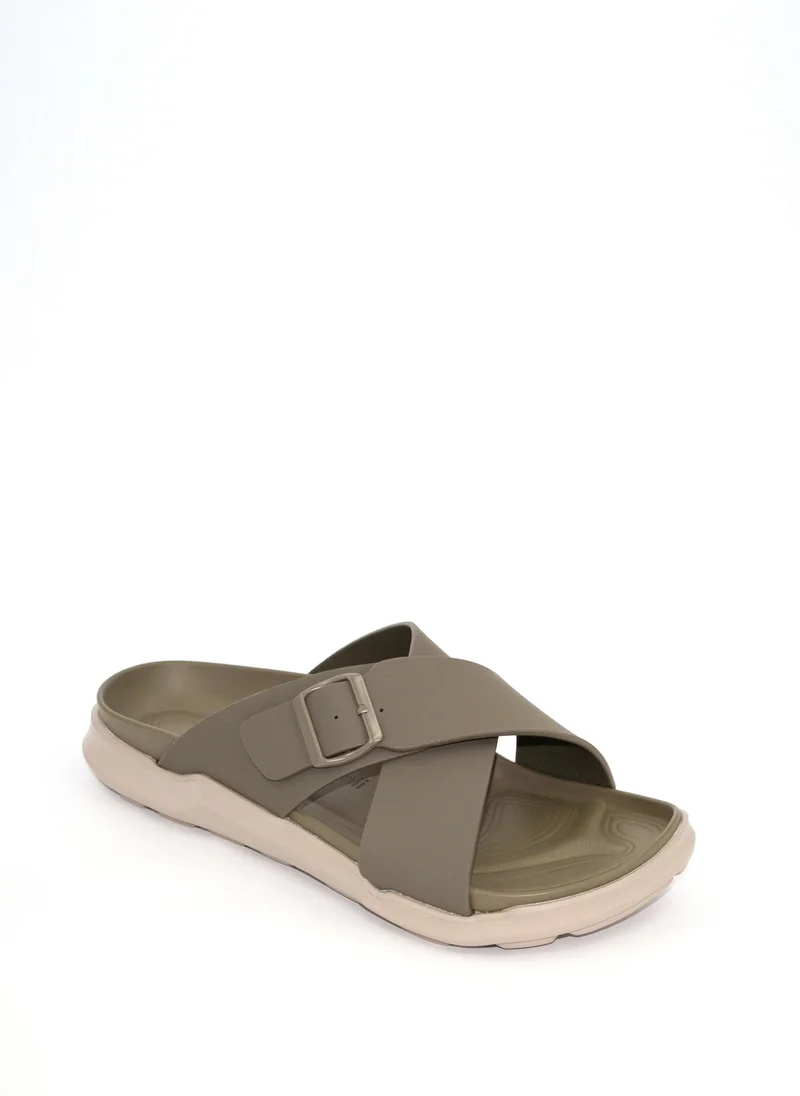 Geoomnii Olive Kasimir1 Traditional Arabic Sandals for Men – Comfortable Leather Slip-On Design – Perfect for Everyday Wear & Occasions -Olive for Men | Best Price UAE