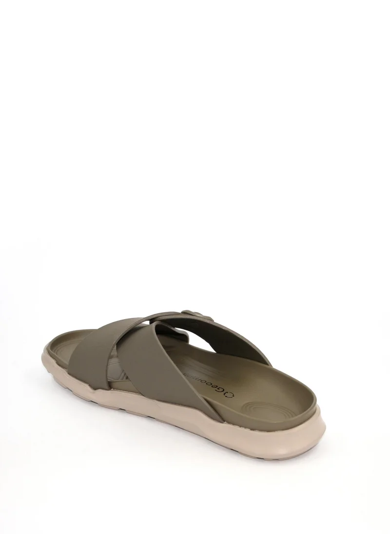 Geoomnii Olive Kasimir1 Traditional Arabic Sandals for Men – Comfortable Leather Slip-On Design – Perfect for Everyday Wear & Occasions -Olive for Men | Best Price UAE