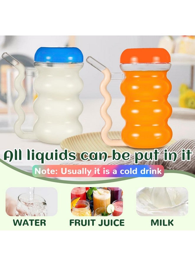 FoldTier 12 Pcs Sip a Mug 14 oz Easy to Grip Plastic Kid's Cup Where the Handle Is the Straw Clear Sippy Cups Spill Proof Mug for Everyday Use for Kids Elderly Disabled and Handicapped, 3 Colors Lid - Image 4