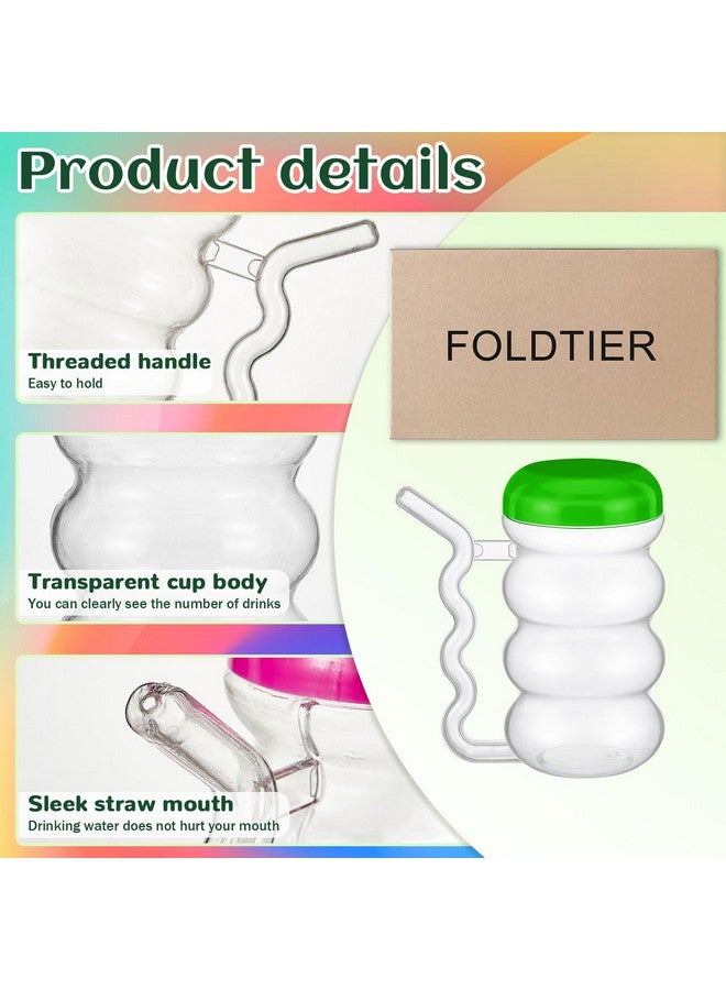 FoldTier 12 Pcs Sip a Mug 14 oz Easy to Grip Plastic Kid's Cup Where the Handle Is the Straw Clear Sippy Cups Spill Proof Mug for Everyday Use for Kids Elderly Disabled and Handicapped, 3 Colors Lid - Image 3
