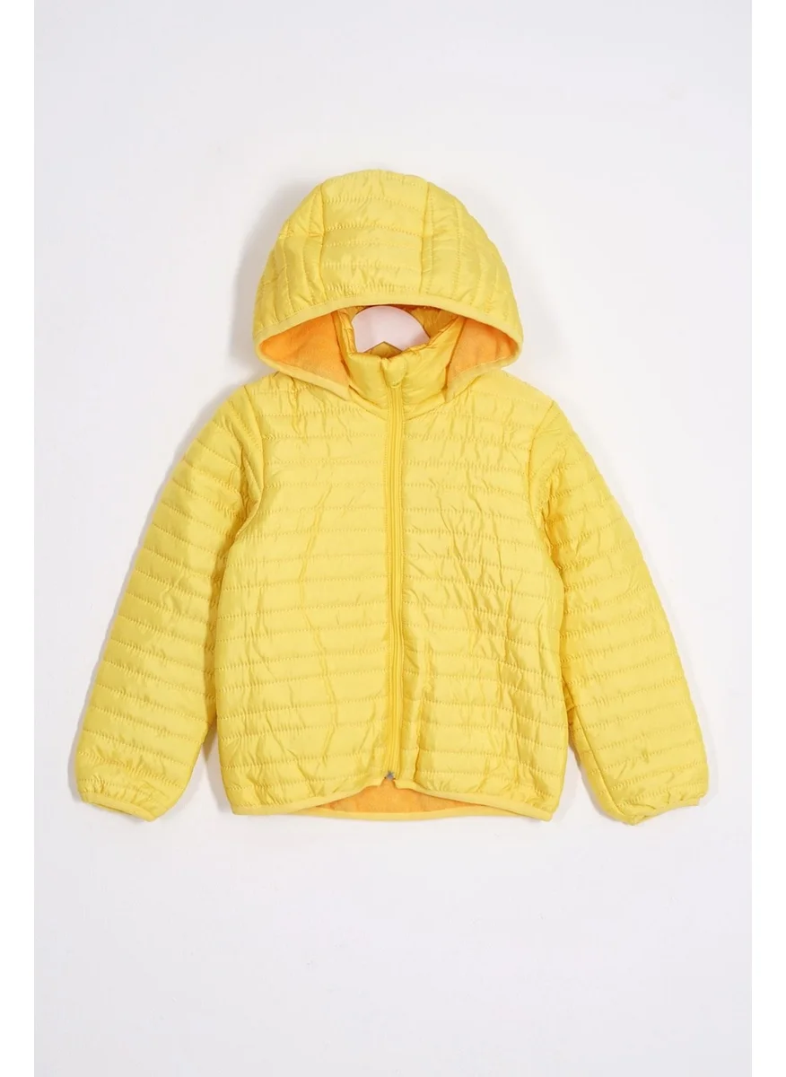 Zepkids Hooded Long Sleeve Light Yellow Color Coat