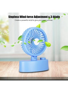 Thoraya Strong Wind Oscillating Fan Indicator Light Stepless Wind Adjustment Rotary Fan Cooling - Blue  - Image 2