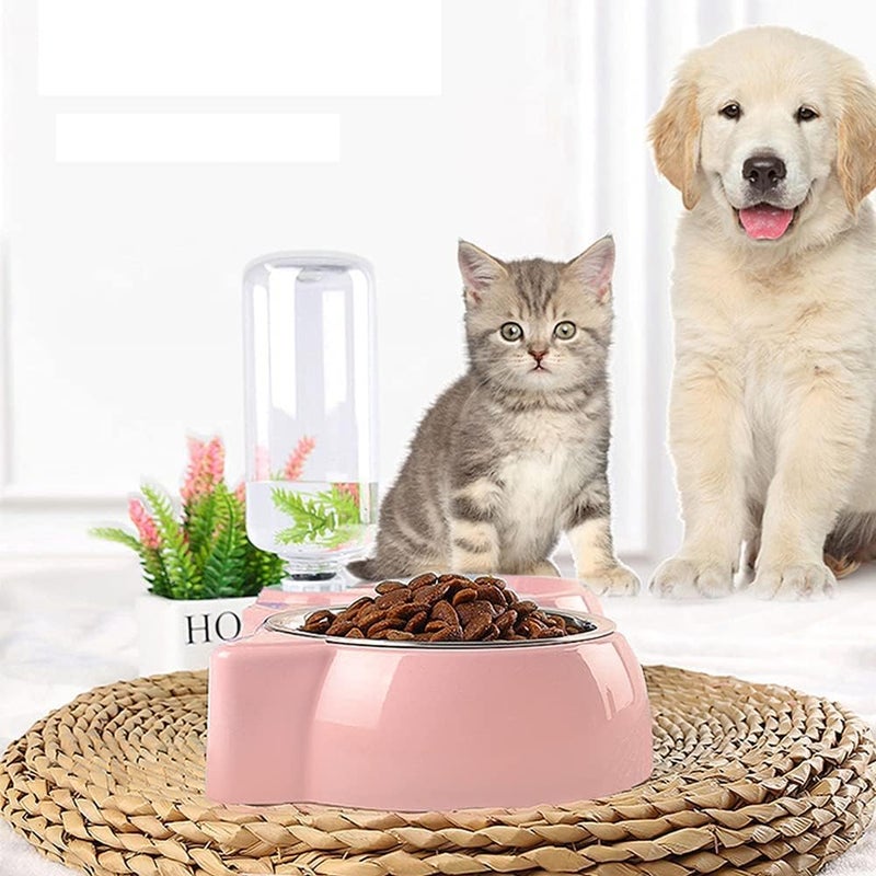 KRESHU 2 in 1 Water and Food Dispenser for Dogs & Cats | Cat Feeding Bowl with Automatic Water Dispenser Steel Pet Supplies Bowl for Drinking Water Food/Rice Convenient Water Feeding All in One(Pink) - Image 4
