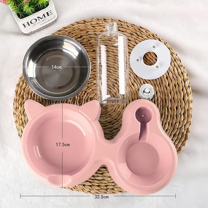 KRESHU 2 in 1 Water and Food Dispenser for Dogs & Cats | Cat Feeding Bowl with Automatic Water Dispenser Steel Pet Supplies Bowl for Drinking Water Food/Rice Convenient Water Feeding All in One(Pink) - Image 5