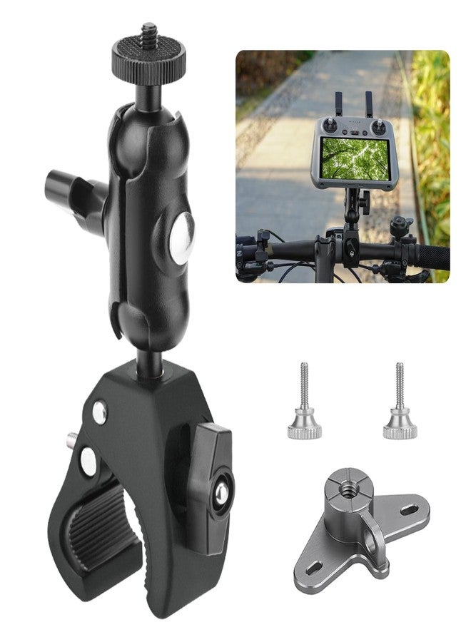 Flymile Bike Holder Mount Adapter for DJI RC 2/ RC Controller,360° Dual Ball Head Motorcycle Handlebar Holder Clamp for DJI Mini 4 Pro/Mini 3 Pro/Air 3/Mavic 3 Pro Smart Remote Controller, Black - Image 1