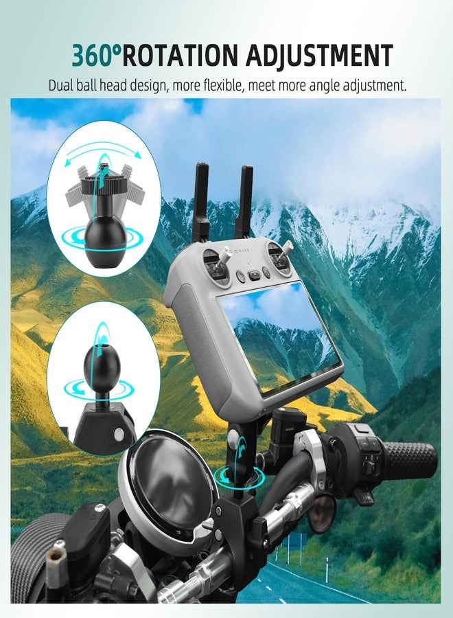 Flymile Bike Holder Mount Adapter for DJI RC 2/ RC Controller,360° Dual Ball Head Motorcycle Handlebar Holder Clamp for DJI Mini 4 Pro/Mini 3 Pro/Air 3/Mavic 3 Pro Smart Remote Controller, Black - Image 3